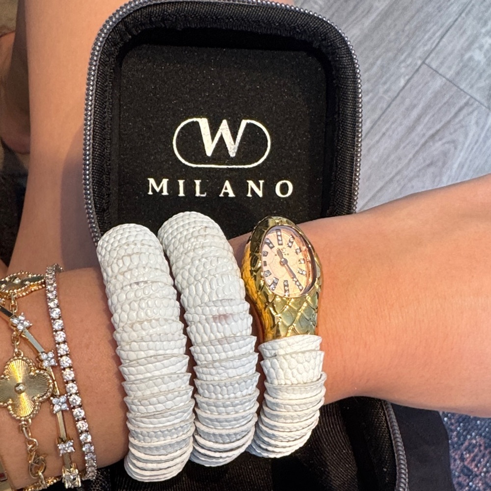 Milano Gold and Cream Serpent Snake Wrap Watch bracelet